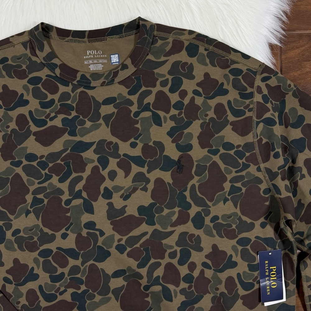Polo Ralph Lauren Men's Size XLT Green Camo Double Knit Sweatshirt Long Sleeve - Picture 2 of 10